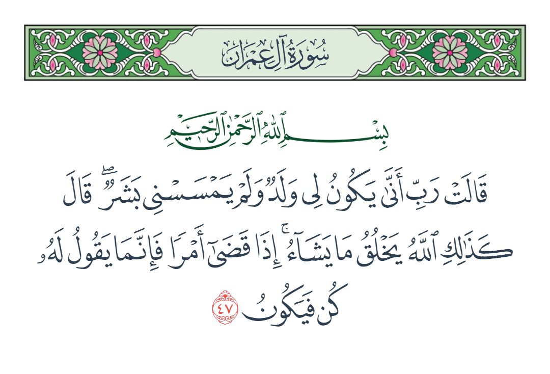  سورة آل عمران الآية رقم 47