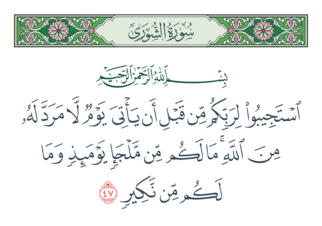  سورة الشورى الآية رقم 47