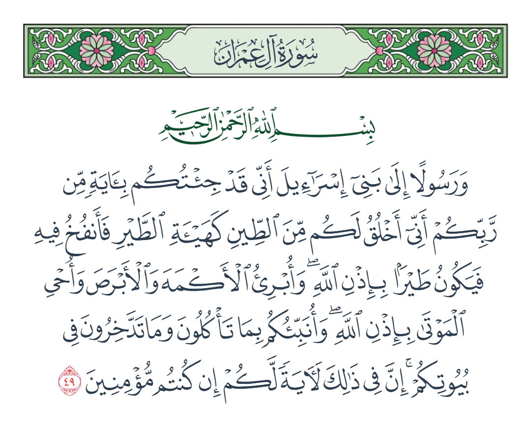  سورة آل عمران الآية رقم 49