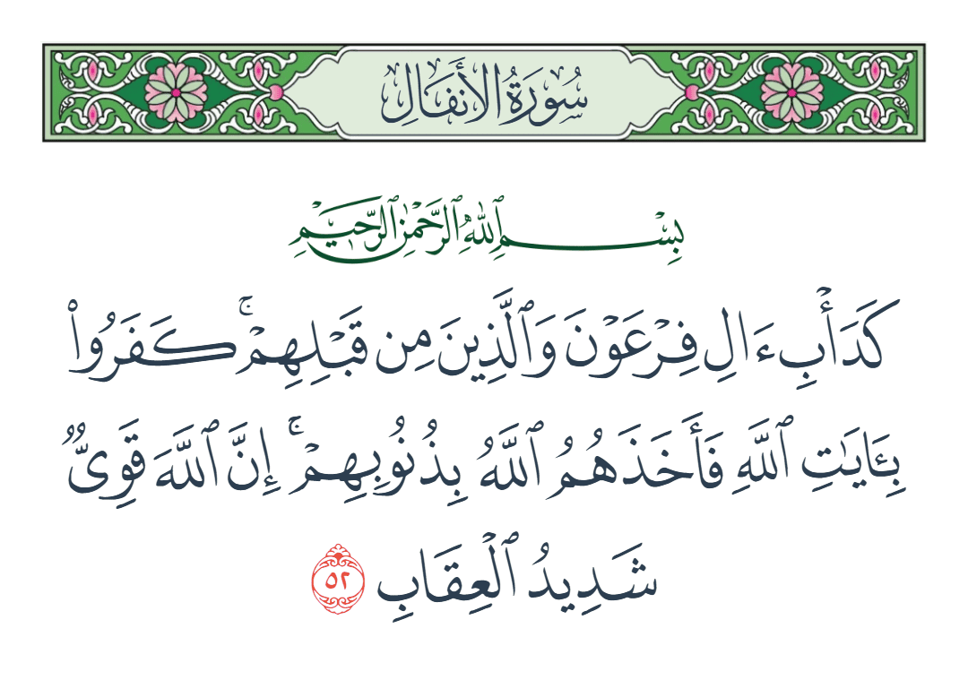  سورة الأنفال الآية رقم 52