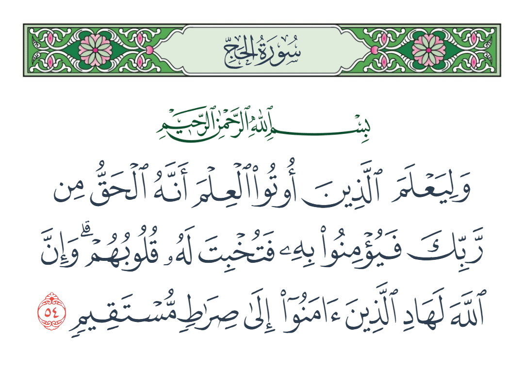  سورة الحج الآية رقم 54