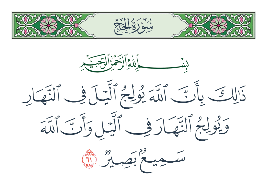 سورة الحج الآية رقم 61