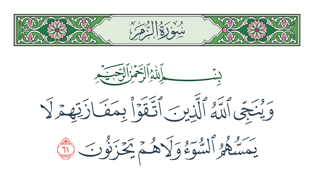  سورة الزمر الآية رقم 61