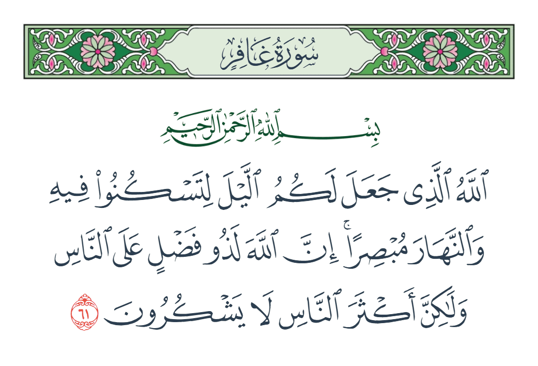  سورة غافر الآية رقم 61