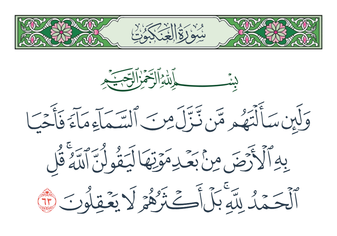  سورة العنكبوت الآية رقم 63