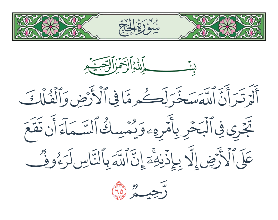  سورة الحج الآية رقم 65
