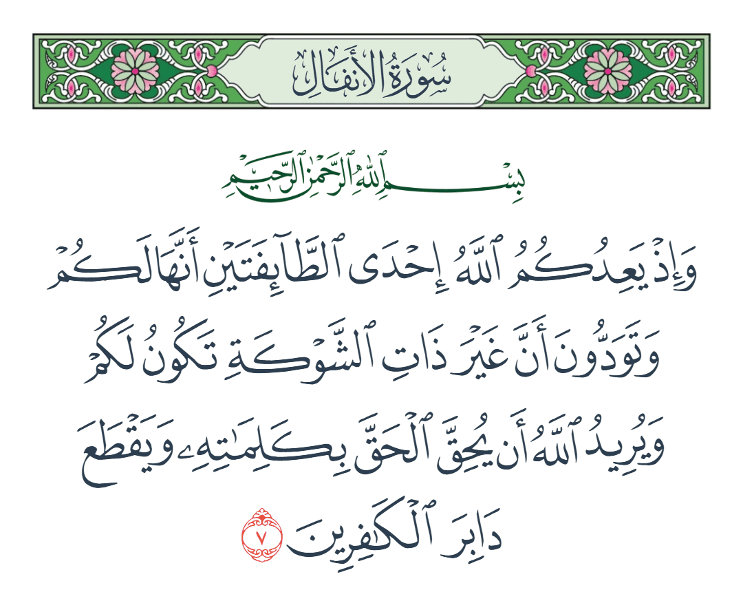  سورة الأنفال الآية رقم 7