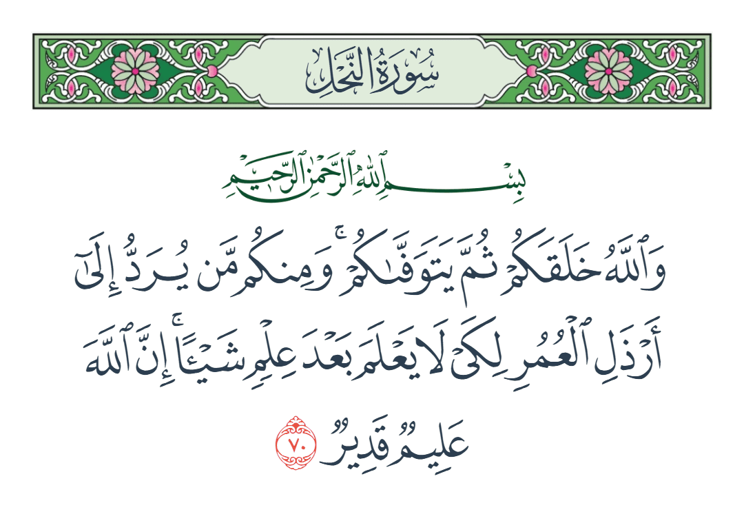  سورة النحل الآية رقم 70