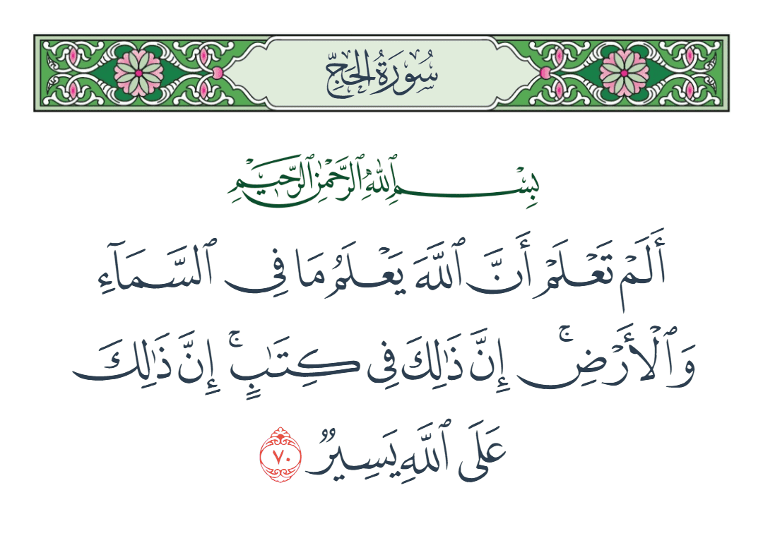  سورة الحج الآية رقم 70