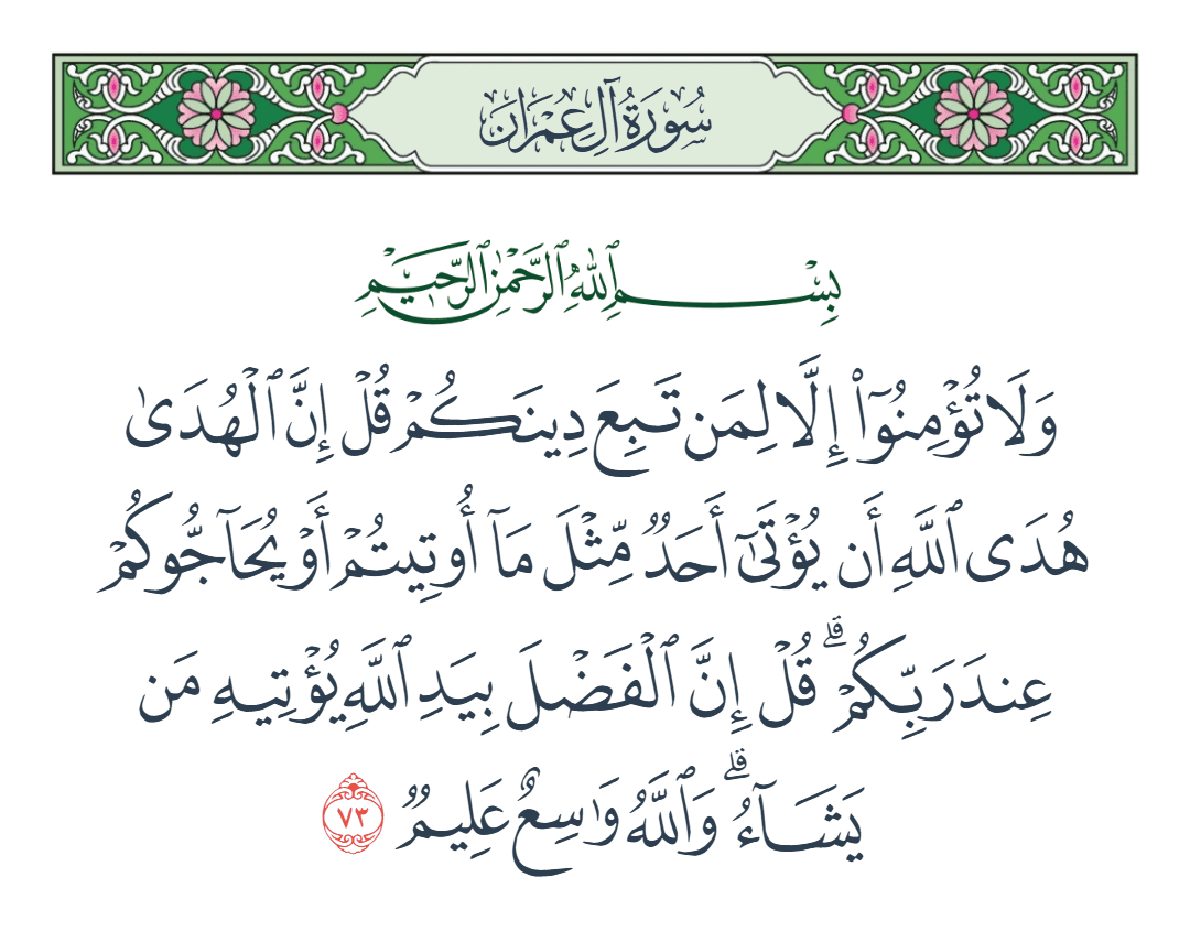  سورة آل عمران الآية رقم 73