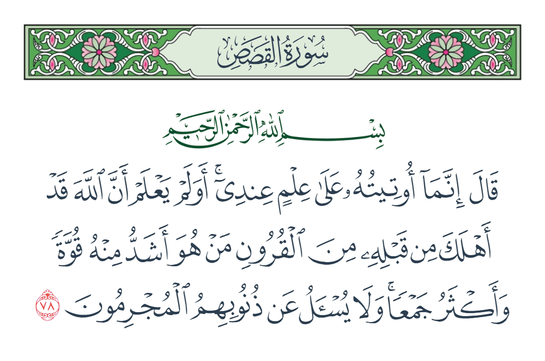  سورة القصص الآية رقم 78