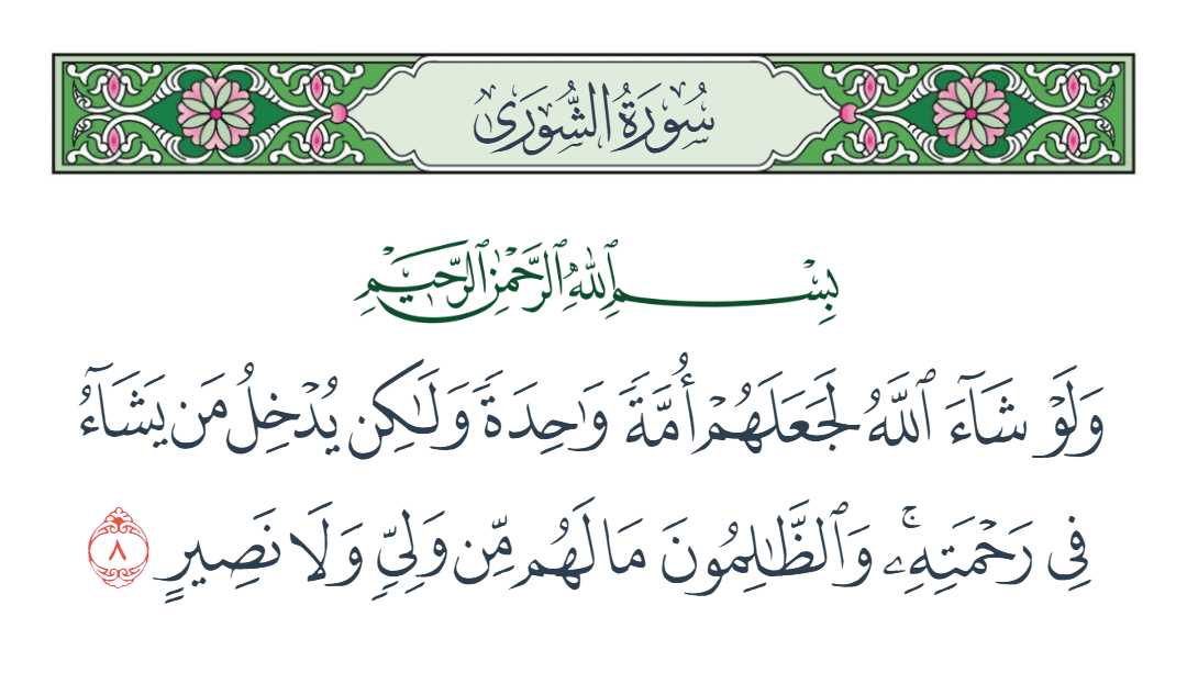  سورة الشورى الآية رقم 8