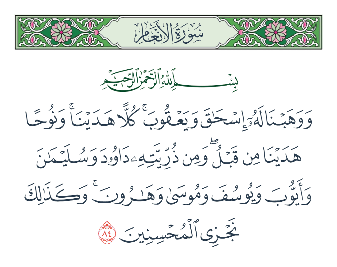  سورة الأنعام الآية رقم 84