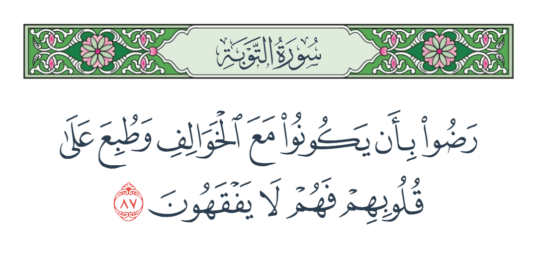  سورة التوبة الآية رقم 87