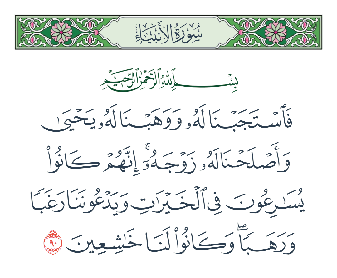  سورة الأنبياء الآية رقم 90