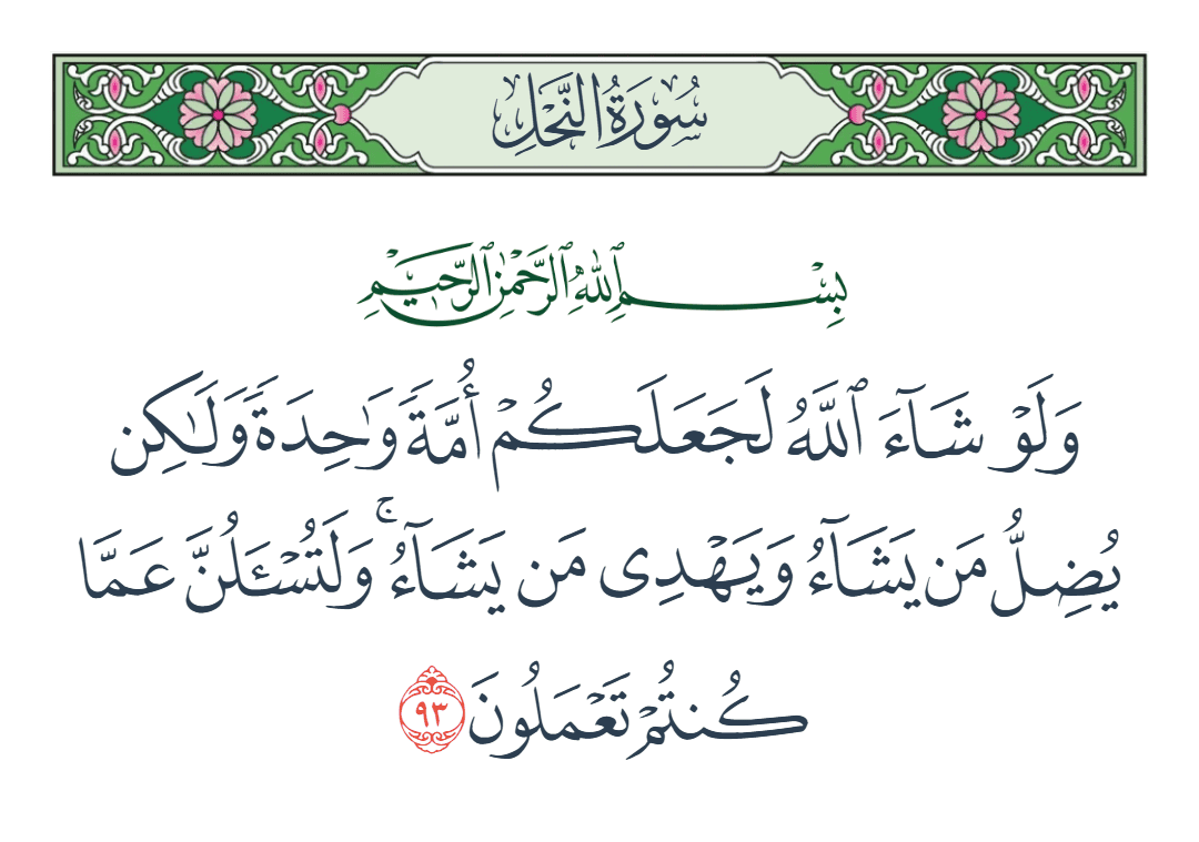  سورة النحل الآية رقم 93