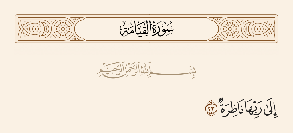 surah القيامة ayah 23 - Looking at their Lord.