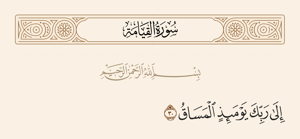 surah القيامة ayah 30 - To your Lord, that Day, will be the procession.