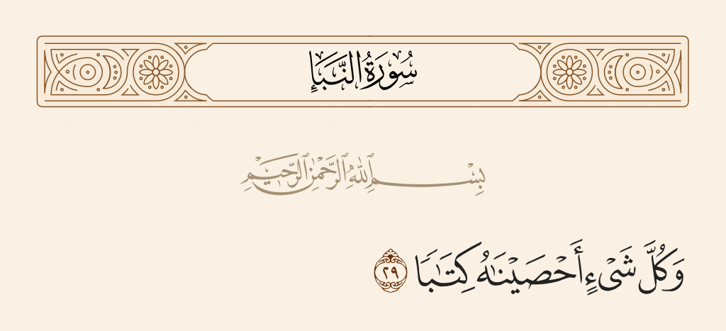 surah النبأ ayah 29 - But all things We have enumerated in writing.