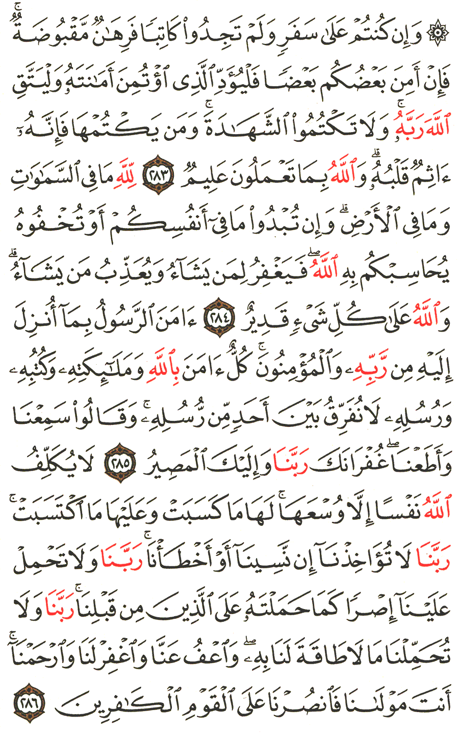 Aya 283 To 286 Surah Al-Baqarah English translation of the meaning