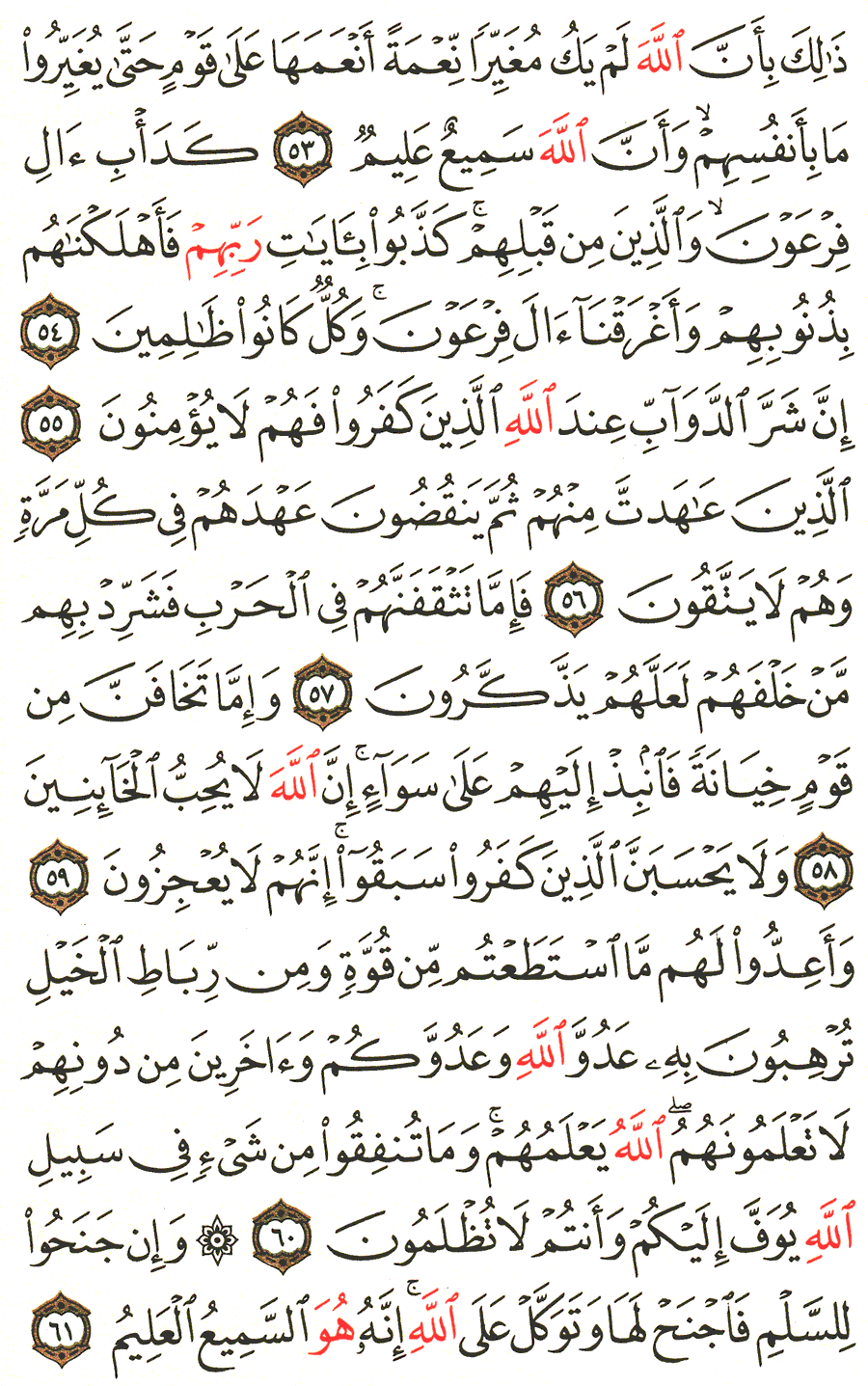 Aya 53 To 61 Surah Al-Anfal English translation of the meaning
