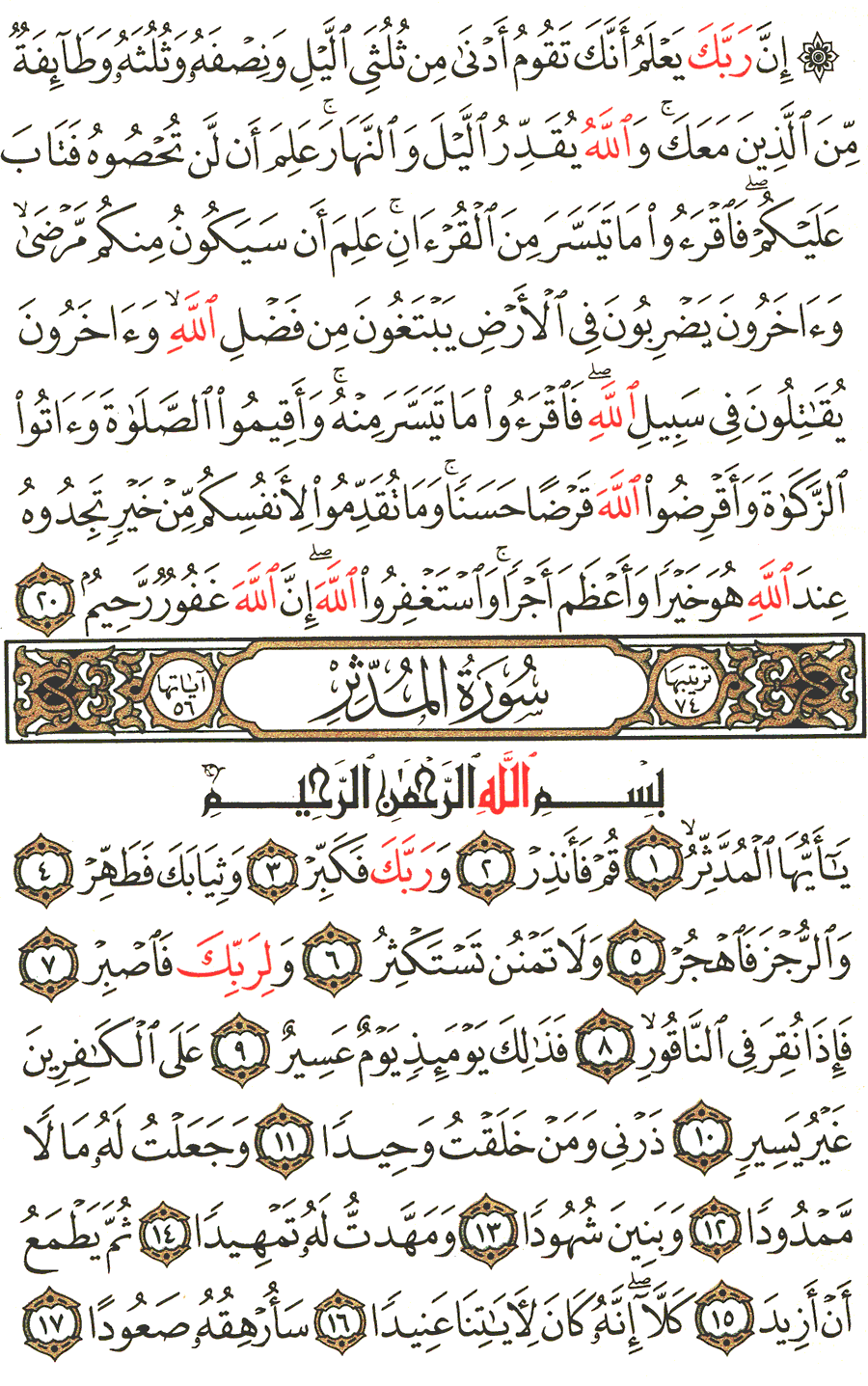 Surah Al-Muddaththir English translation of the meaning