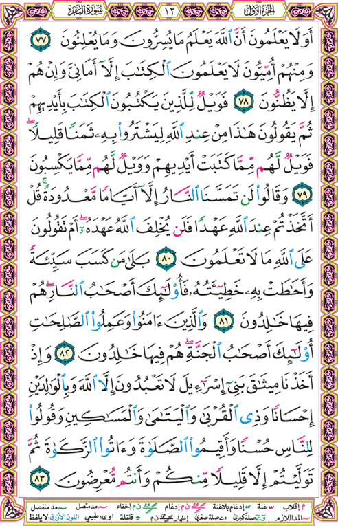 الصفحة رقم  12 من القرآن الكريم مكتوبة من المصحف