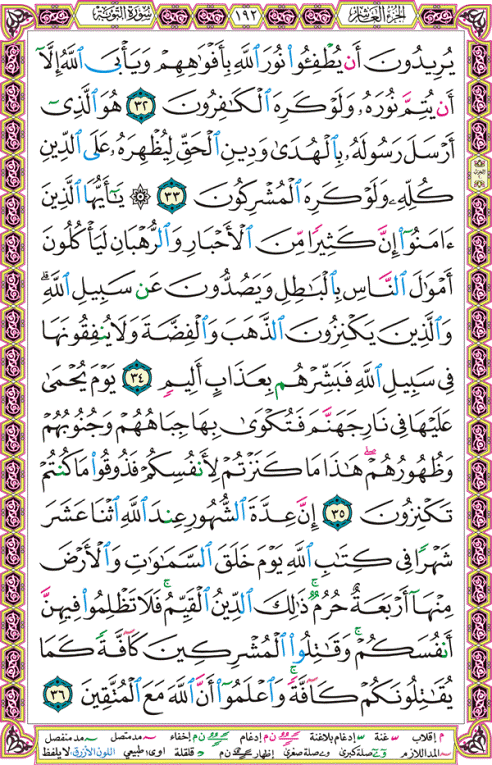 الصفحة رقم 192 من القرآن الكريم مكتوبة من المصحف