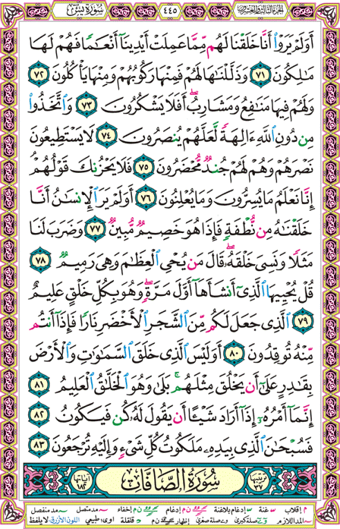 الصفحة رقم 445 من القرآن الكريم مكتوبة من المصحف