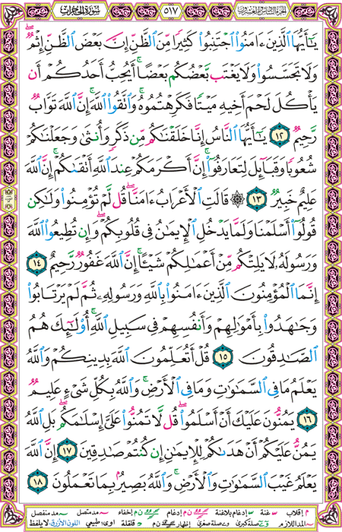 الصفحة رقم 517 من القرآن الكريم مكتوبة من المصحف